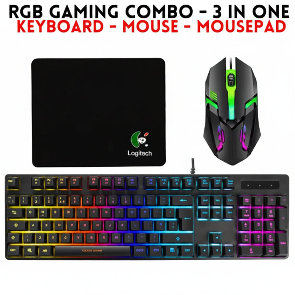 RGB Gaming Keyboard - Mouse & Mousepad Combo